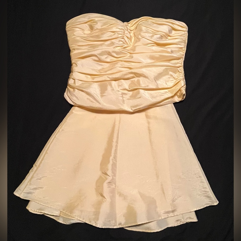 David’s Bridal Yellow Ruched Bustier Top.